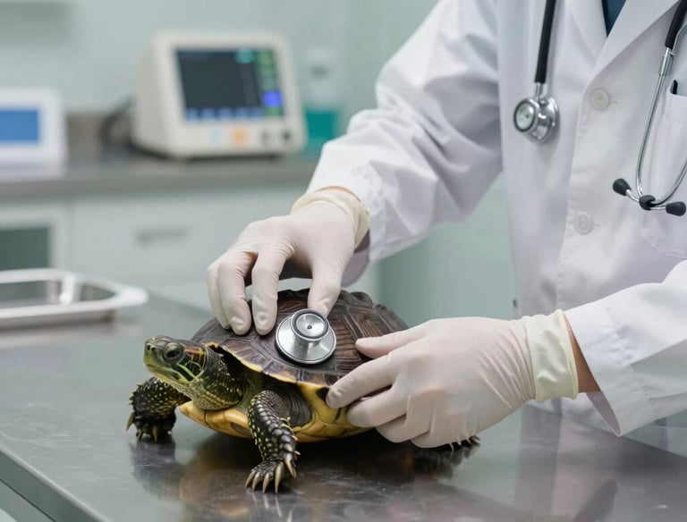 Veterinarian examining a colorful exotic bird in a bright clinic room.