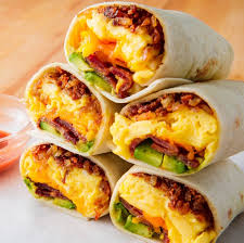 Bacon, egg and cheese breakfast burrito