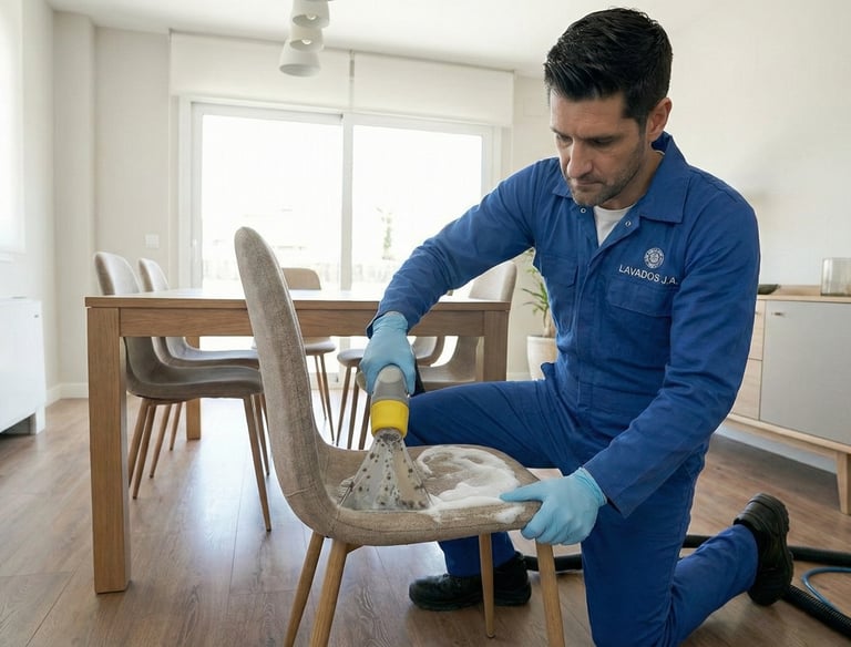 Lavado de silla de comedor gris en Bogota D.C..