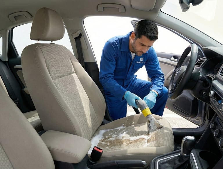 tecnico lavando de cojineria de auto  en ibague