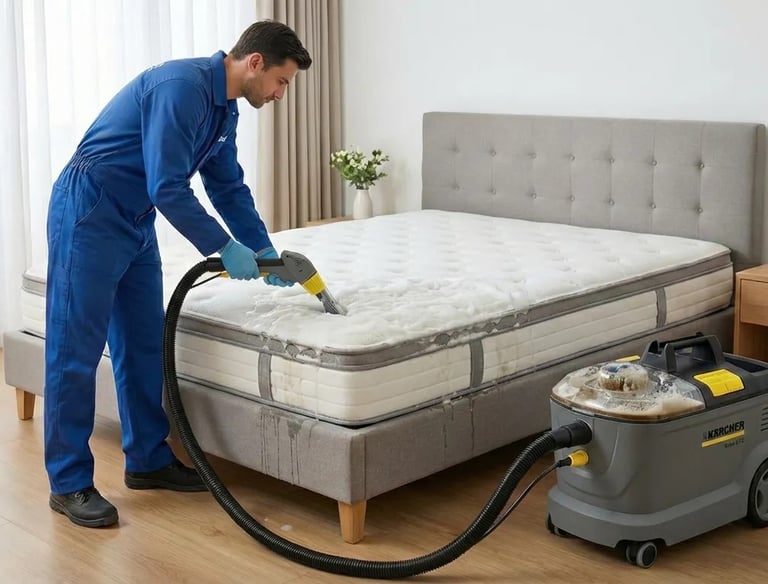 Técnico limpieando colchones en ibagué