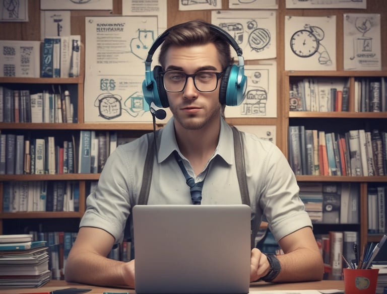 a man riding a skateboard down a street next to tall buildings