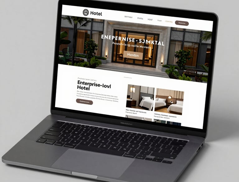 Sleek dashboard showcasing a modern hospitality website layout on desktop and mobile.
