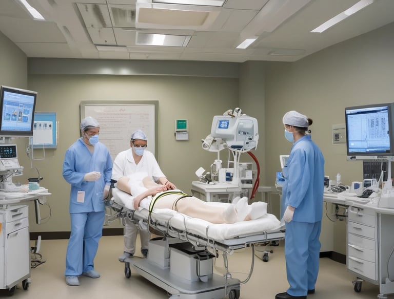 a man riding a skateboard down a street next to tall buildings