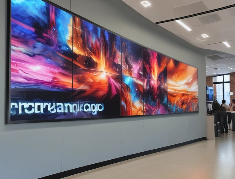 A vibrant outdoor LED video wall installed on a commercial building facade in Bangalore.