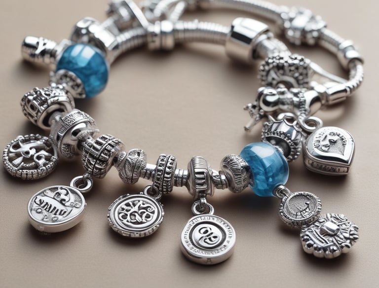 A display of elegant handmade jewelry pieces arranged on natural wooden surfaces.