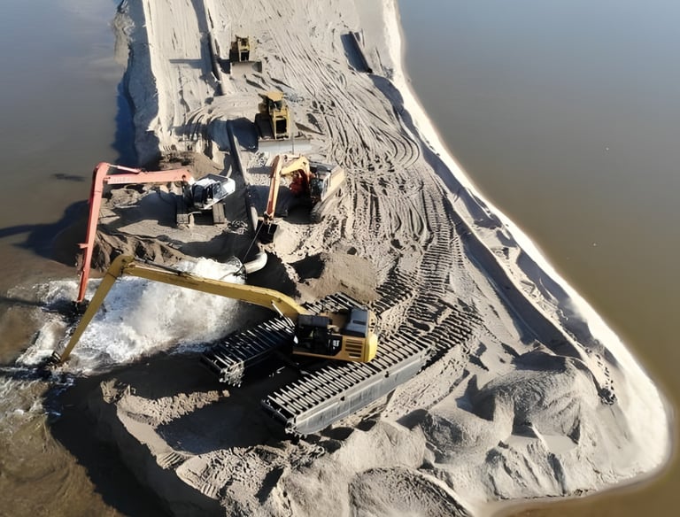 levee construction and shoreline stabilization infrastructure project Southeast US