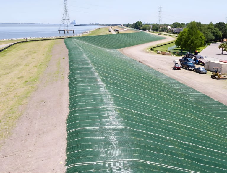 levee stabilization and infrastructure support contractor protecting regional drainage