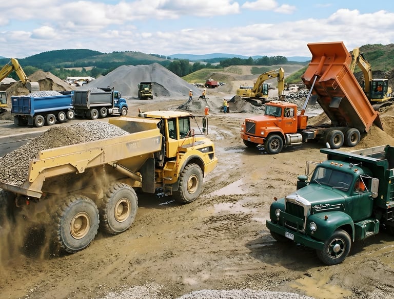aggregate hauling and placement contractor delivering sand limestone and fill material to job sites 