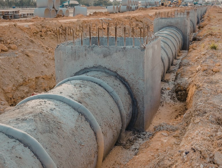 retention pond construction and drainage support contractor for commercial development