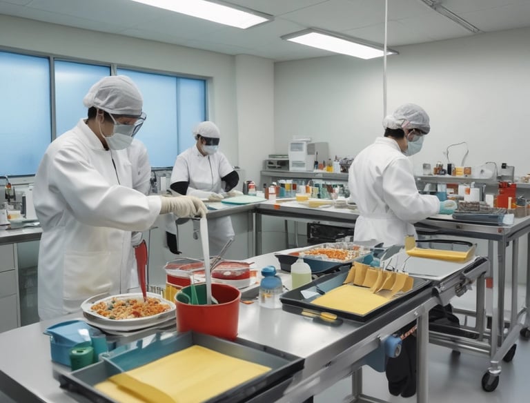 Close-up of a technician performing bacteriological sampling in a lab.