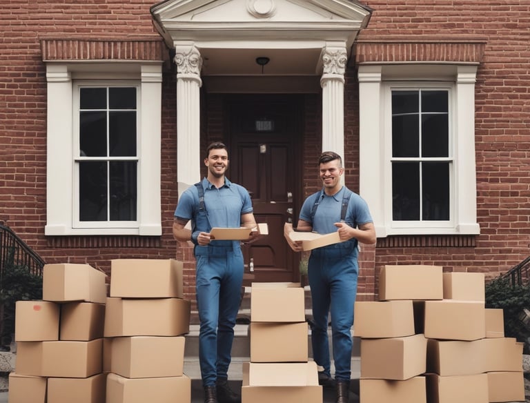A box truck parked in front of a residential home for delivery.