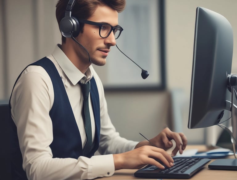 A friendly trainer guiding a small group through an AI workshop.
