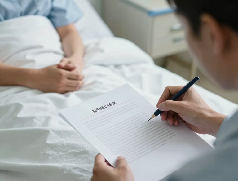 Mobile notary meeting a client at their home, reviewing paperwork together.