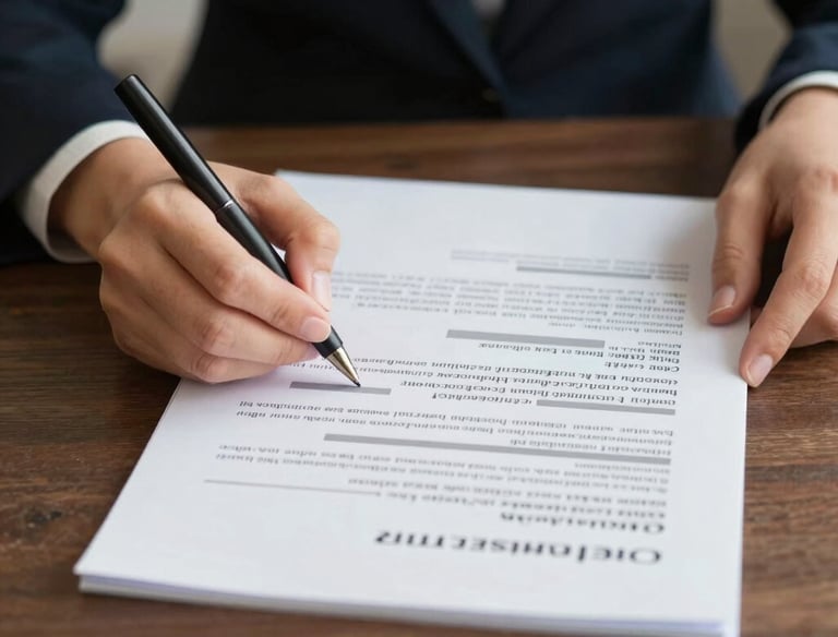a real estate closing table • documents with keys on the table