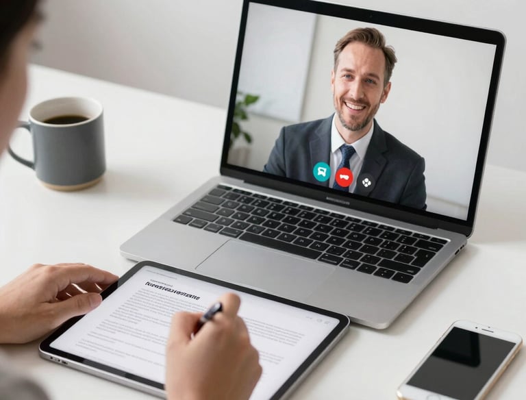 A mobile notary meeting a client at their home, reviewing documents together.