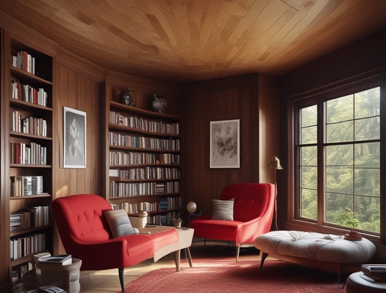 A calm therapy room with soft lighting and comfortable seating.