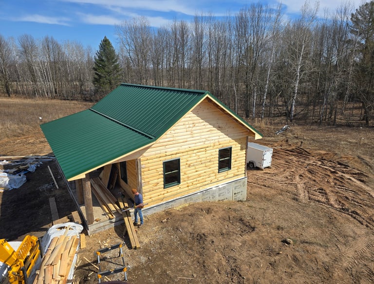 Aerial Image of Cabin Under Construction