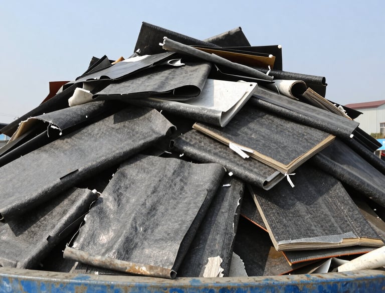Construction debris and soil piled next to a Solidus rental container on a building site.