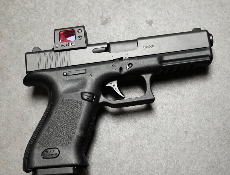 Close-up of hands practicing drawing a concealed carry pistol safely.