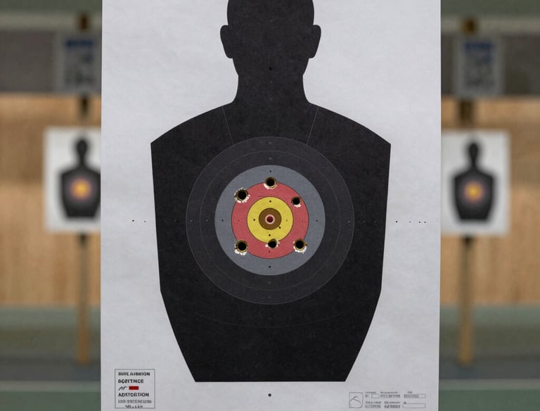An instructor guiding a student through safe firearm handling on a shooting range.