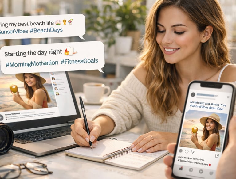 AI-written social media captions and hashtags created to boost influencer engagement