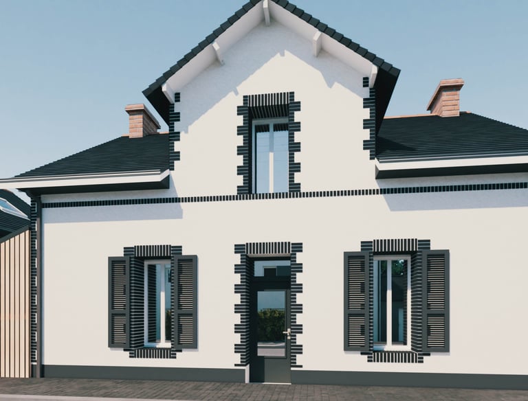 visuel d'une façade de maison apres ravalement
