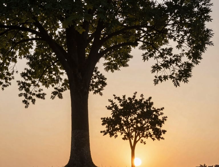A misty forest landscape in deep blues and grays, evoking thoughtful analysis.