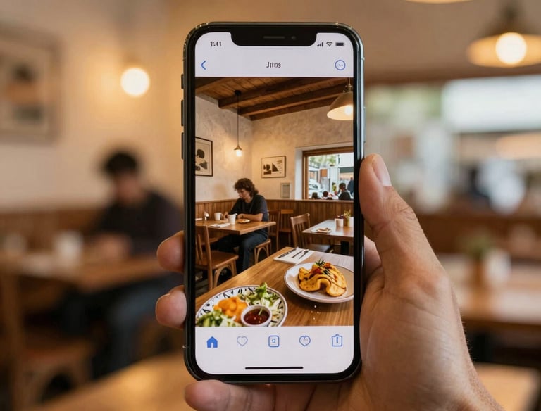 A sleek, modern menu design displayed on a wooden table with elegant cutlery.