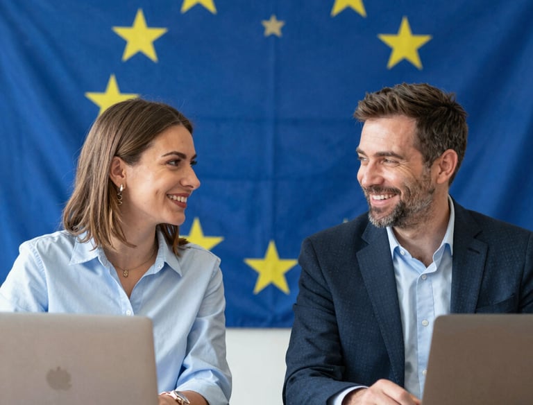 A focused lawyer in a modern office discussing documents with a client.