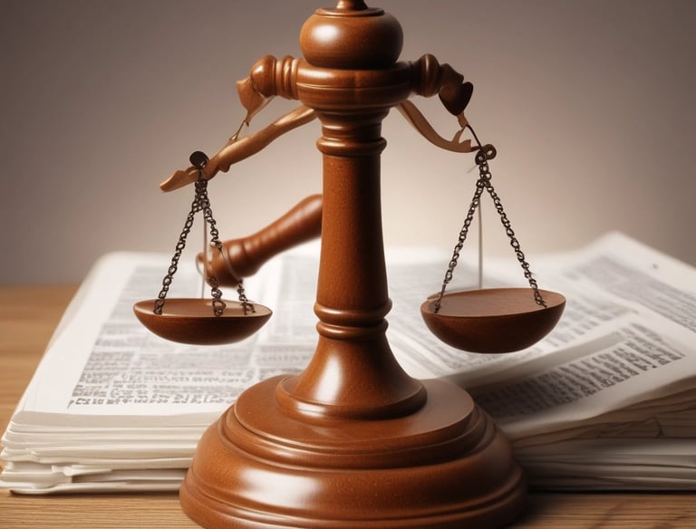 A professional lawyer reviewing legal documents in a cozy office.