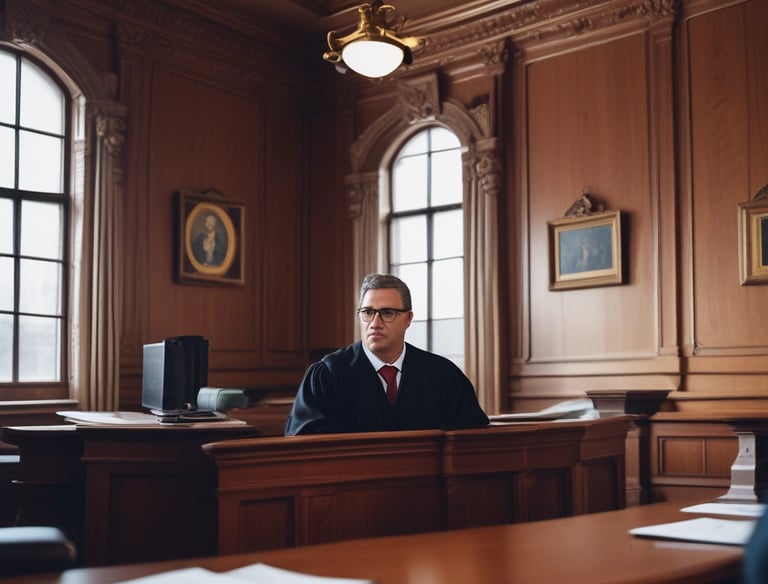 A calm meeting between lawyer and client discussing case details.