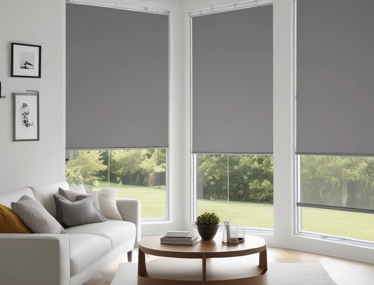A variety of stylish blinds displayed in a modern setting.