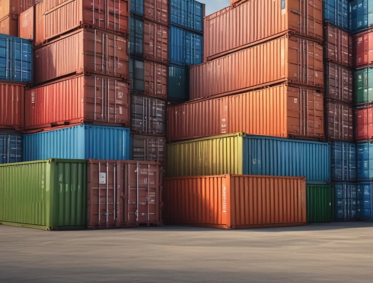 A tall High Cube container towering over standard containers in a busy port.