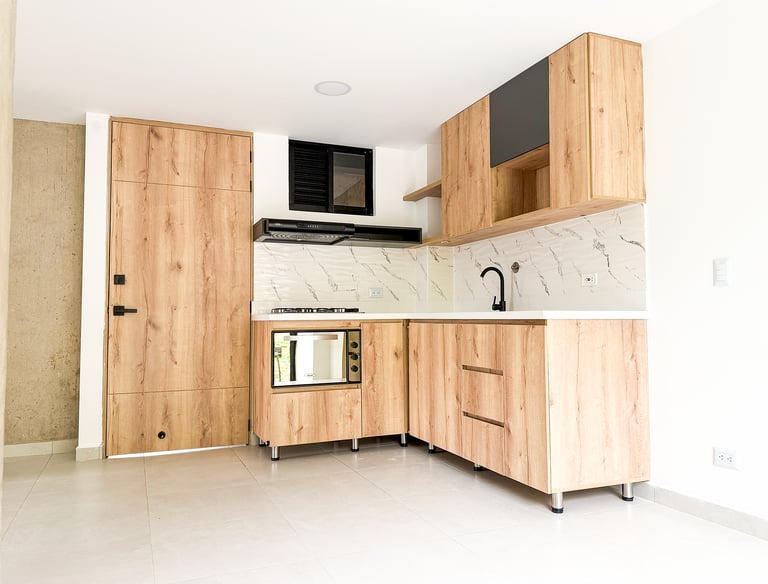 Cocina integral abierta de apartamento en venta en Amagá Antioquia.