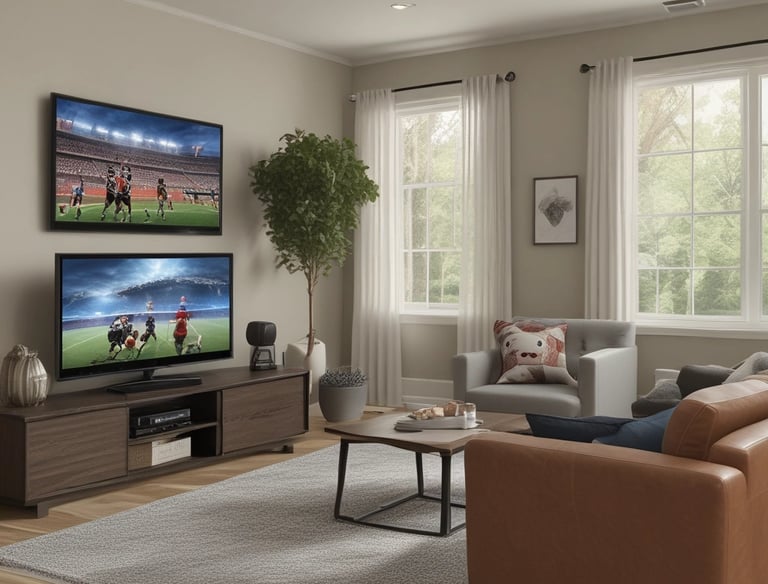 A family streaming a movie together on a large TV in the living room.