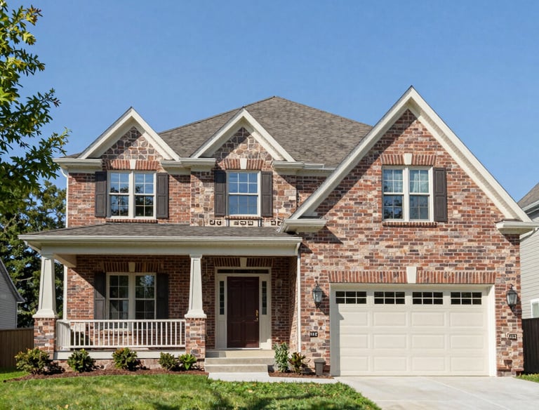 A modern, newly constructed home with clean lines and a navy blue door.