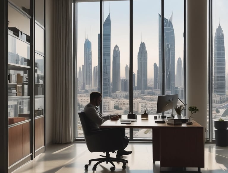 A concierge warmly greeting guests at the stylish entrance of a holiday home.