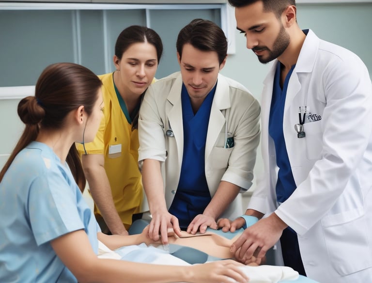A developer coding a sleek business app on a laptop with teal and blue accents.