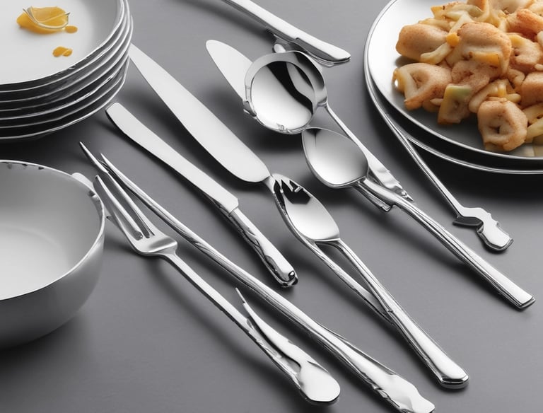 Close-up of a craftsman shaping stainless steel cutlery by hand in Istanbul workshop.