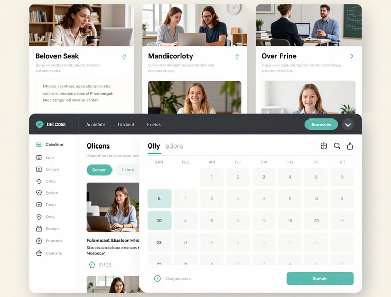 Elegant workspace with a laptop displaying automated content workflows in muted bronze tones.