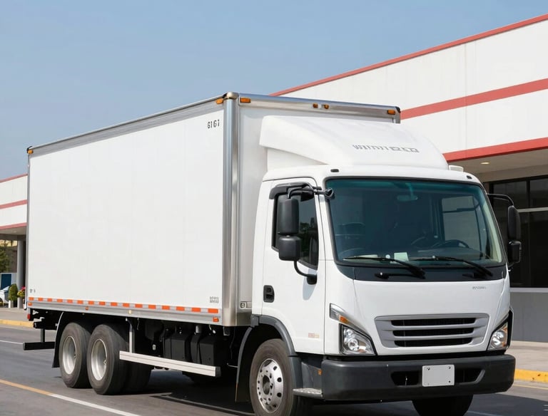 Delivery truck loaded with Be Clean products leaving the Purafuerza distribution center.