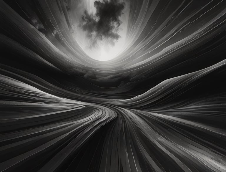 A dimly lit recording studio with a grand piano and mixing console glowing softly.