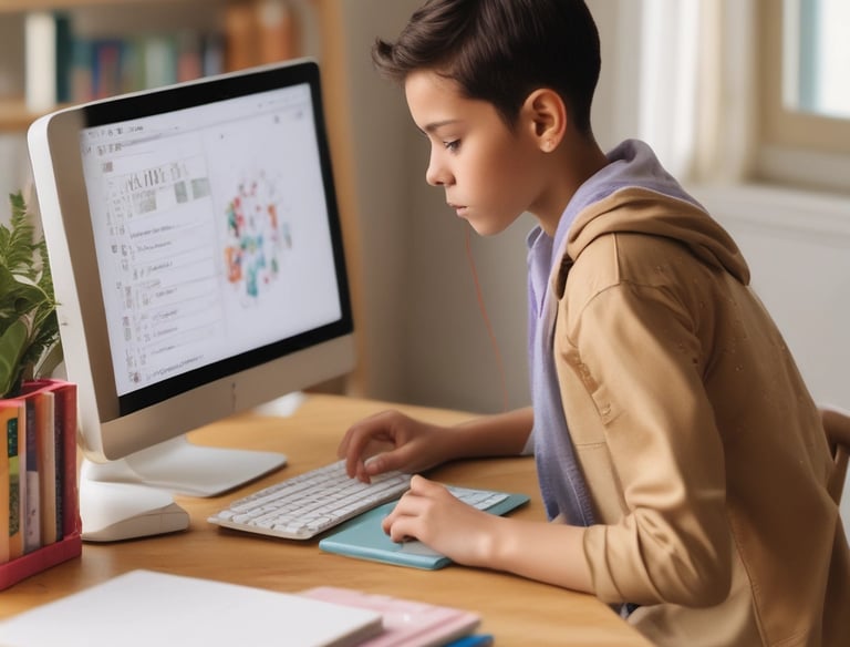 A teacher is standing at a chalkboard, writing equations and diagrams. The board contains various mathematical notations and illustrations related to physics. A student appears to be observing attentively while taking notes.
