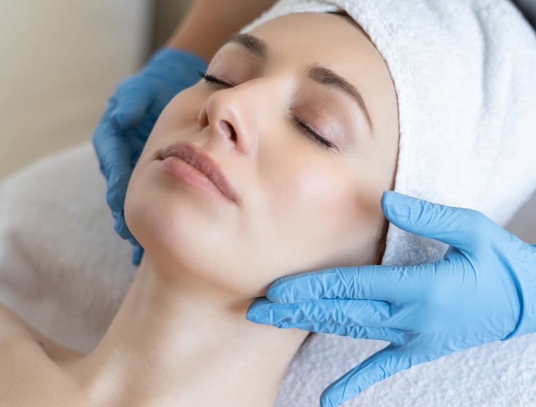 a woman getting a facial lift from a facial lift, Clinica Valor Francia