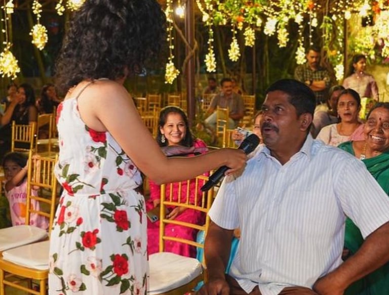  woman asking questions in wedding ceremony