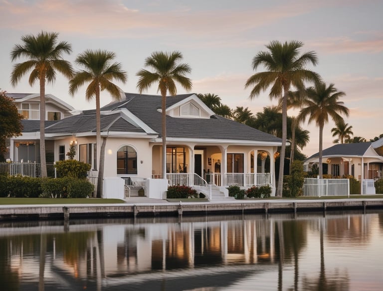 A modern home with a well-manicured lawn.