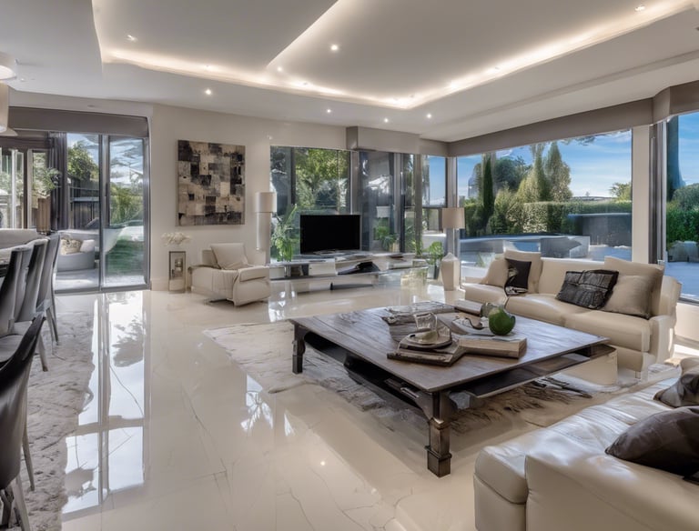 a man riding a blue bike down a street