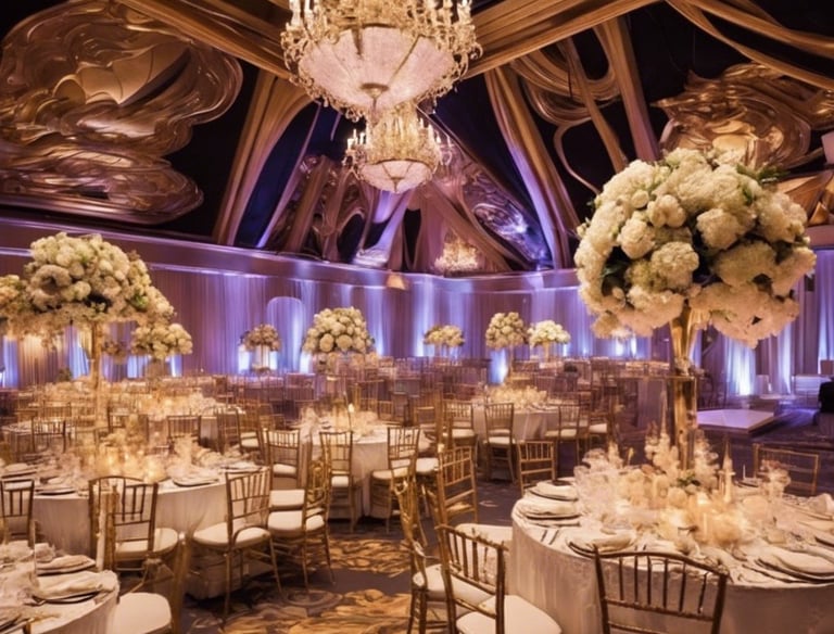 a building with flags on the roof