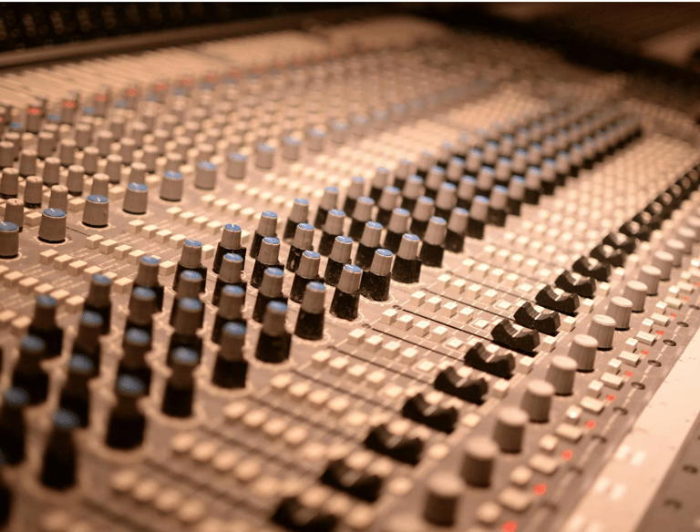 a sound board with a sound board and a microphone
